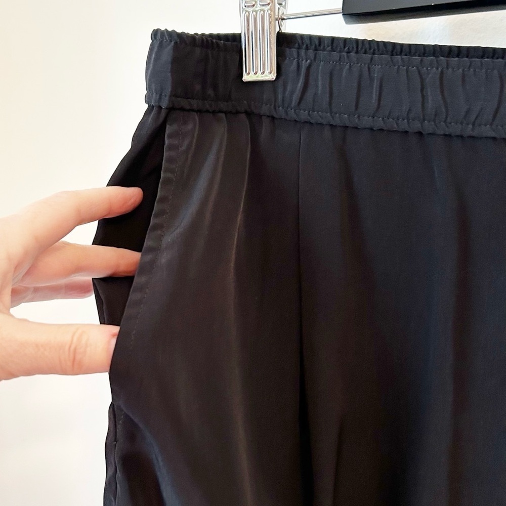 J. Crew Black Drapey Patio Pant Wide Leg Cropped Culotte Silky Feel - Size 4 - Picture 8 of 14